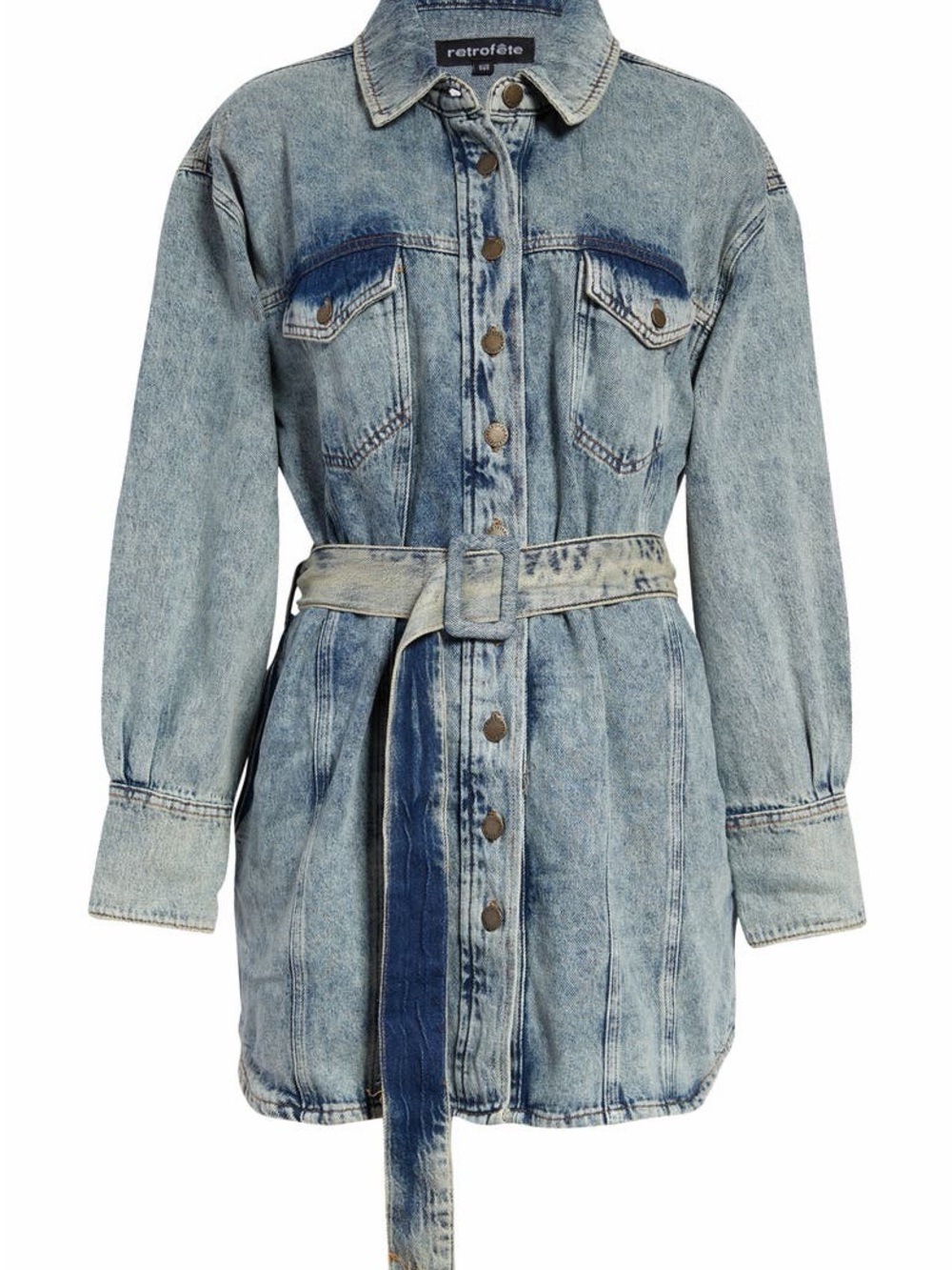 RETROFETE Light Blue Denim Belted Jacket dress